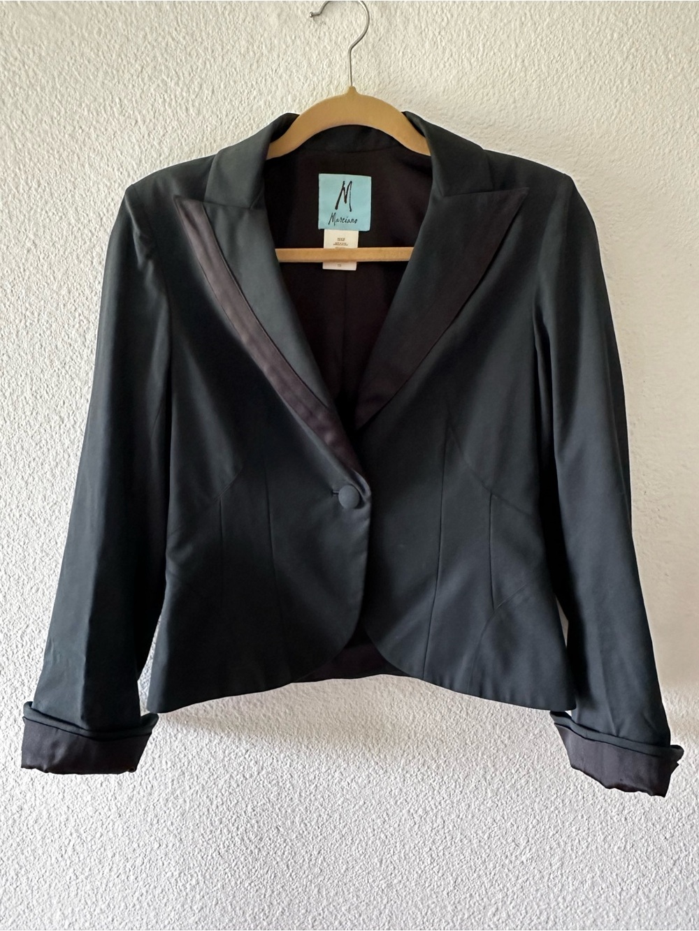 Marciano Black Satin-Trim Blazer Jacket